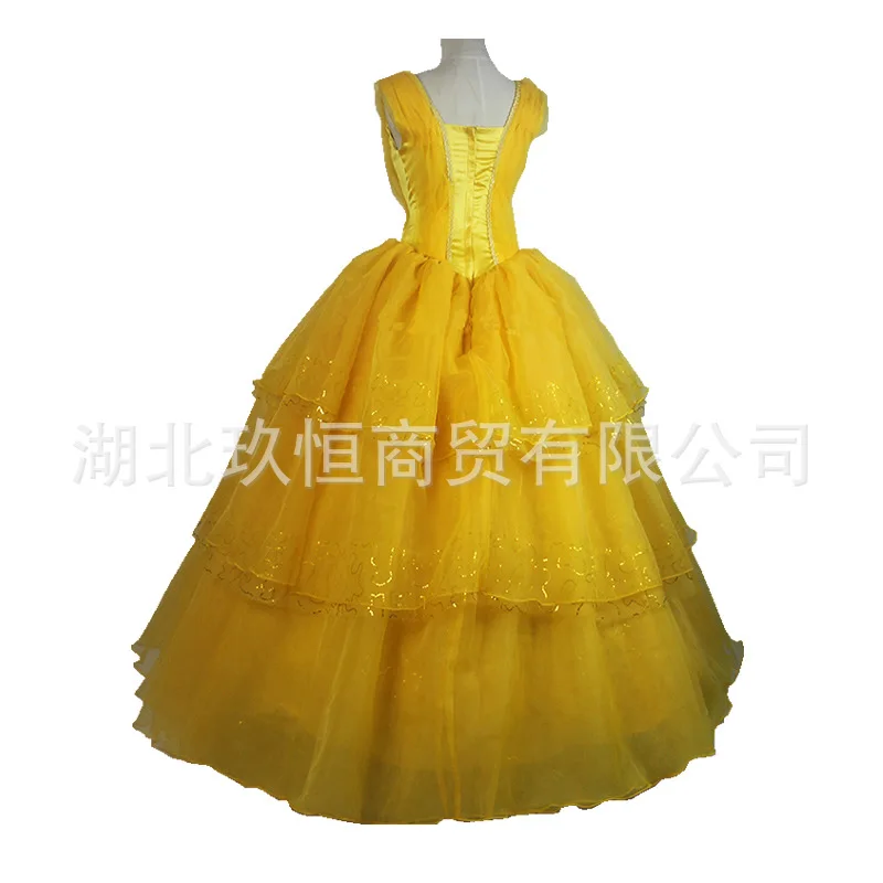 2019 платье Белль для девочек фантастическое желтое феи без Плеч карнавальный