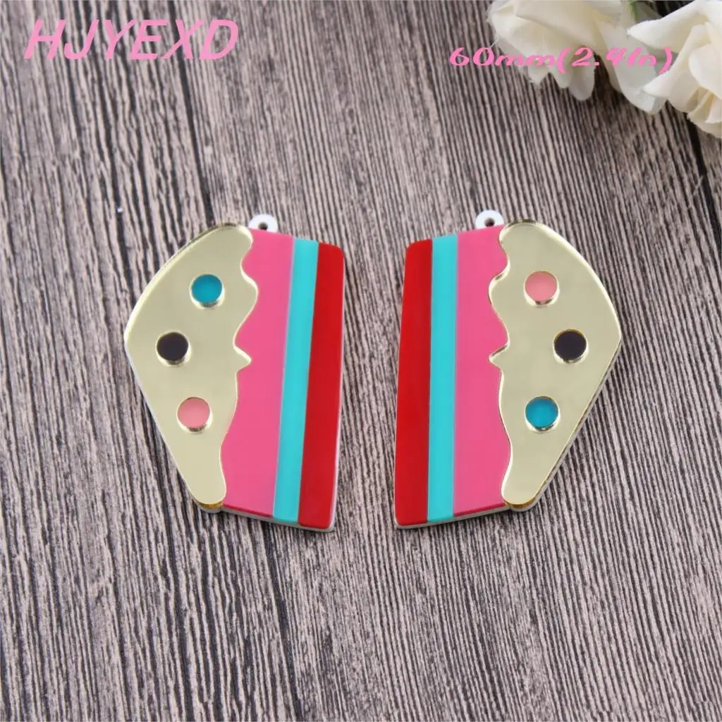 (2 пары) серьги гвоздики пончики висячие акриловые мороженое зеркальные Радуга