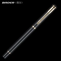 1 pcs top selling metal black fountain pen baoer f nib gold trim removable ink converter ink pen