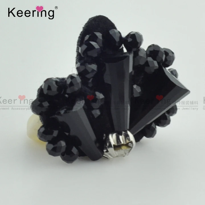 

Handmade Pretty 3.4*2.5 CM Black Beaded Patches For Clothing WPHB-005