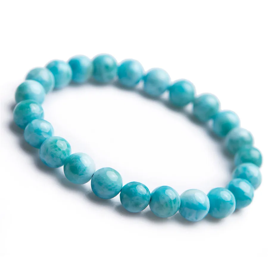 

Fashion 8mm 100% Genuine Blue Natural Larimar Bracelet Gemstone Crystal Round Bead Bracelets For Women Female Drop Shipping