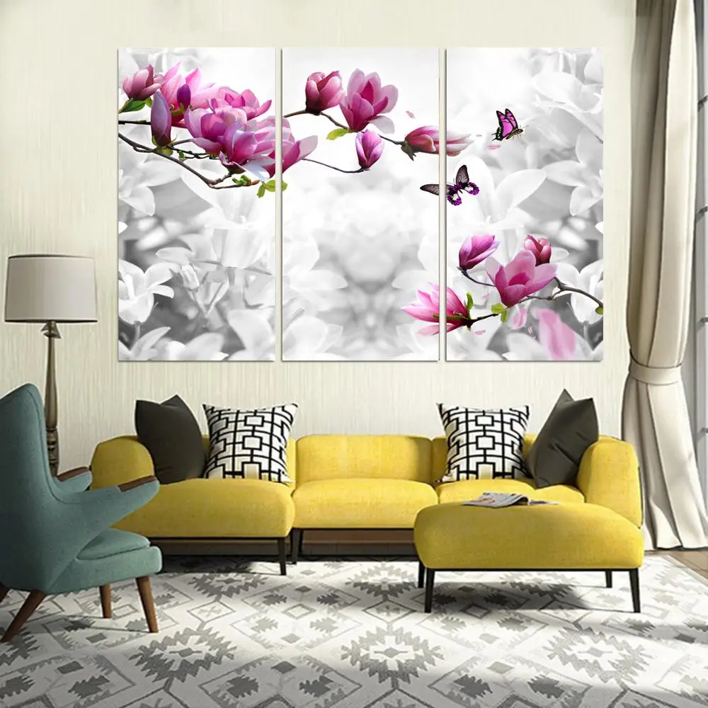 

3 Panel printed painting Flower Painting Canvas Wall Art Picture Home Decoration Living Room Canvas Modern painting LS130