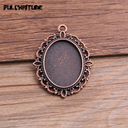 antique copper PULCHRITUDE 6 шт. 18*25 мм Внутренний Размер 7 цветов Классический Стиль Овальный Кабошон основа Установка Подвески P6596 - Цвет: antique copper