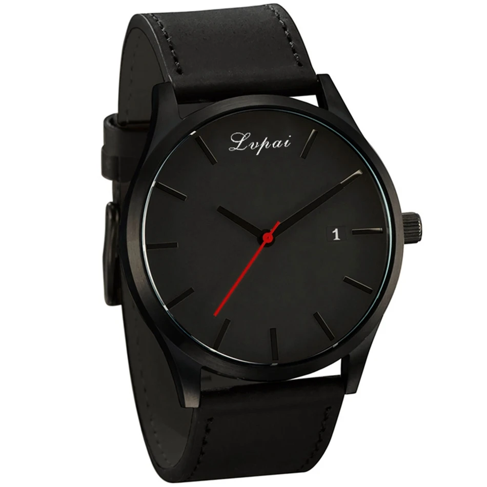 Black Black Военные кварцевые мужские часы, кожаные спортивные часы, Reloj, модные часы с большим циферблатом, высокое качество, наручные часы, Relogio Masculino - Цвет: Black Black