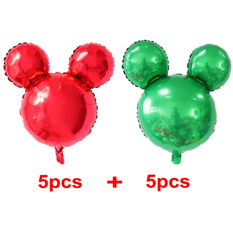 red green GIHOO 5 шт. 10 шт. Мини Микки голова Алюминиевая Фольга Воздушный шар с Минни-Маус игрушки мультфильм воздушный шар Дети День рождения украшения - Цвет: red green