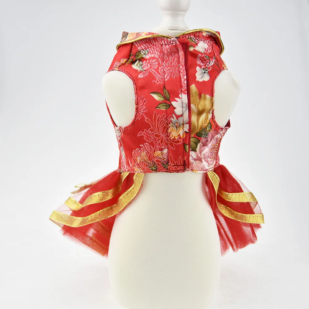 Роскошное платье с цветочным принтом для собаки и щенка винтажная пачка домашних