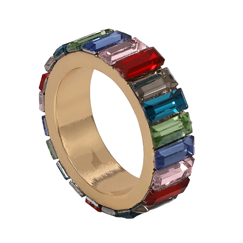 Multi Color Роскошные женские кольца в богемном стиле с кристаллами для женщин и девушек, блестящие свадебные кольца, вечерние Обручальные кольца, размер 7,9, 11 - Цвет основного камня: Multi Color