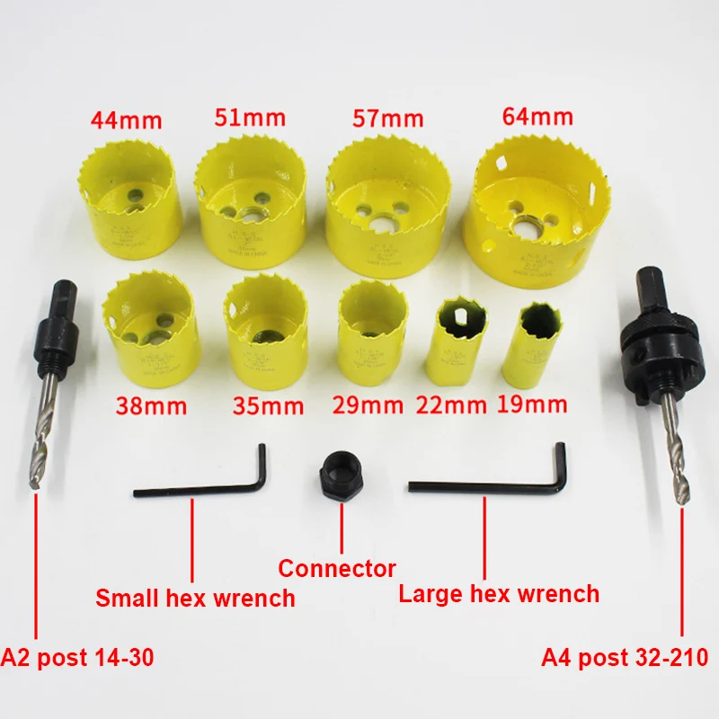13 шт. отверстие пилы Набор резцов Bi Metal дрель Arbor для металла Дерево отверстия