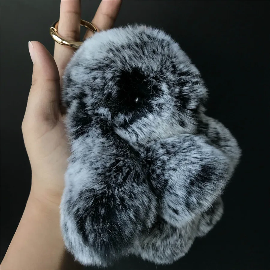 Magicfur-настоящий мех кролика милый Игрушечный Кролик брелок черный Мороз кукла Pom