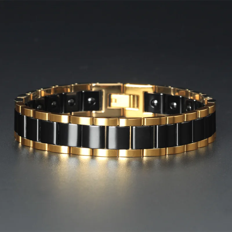 Черно-белый керамический браслет Мужские Простые властные магнитные титановые