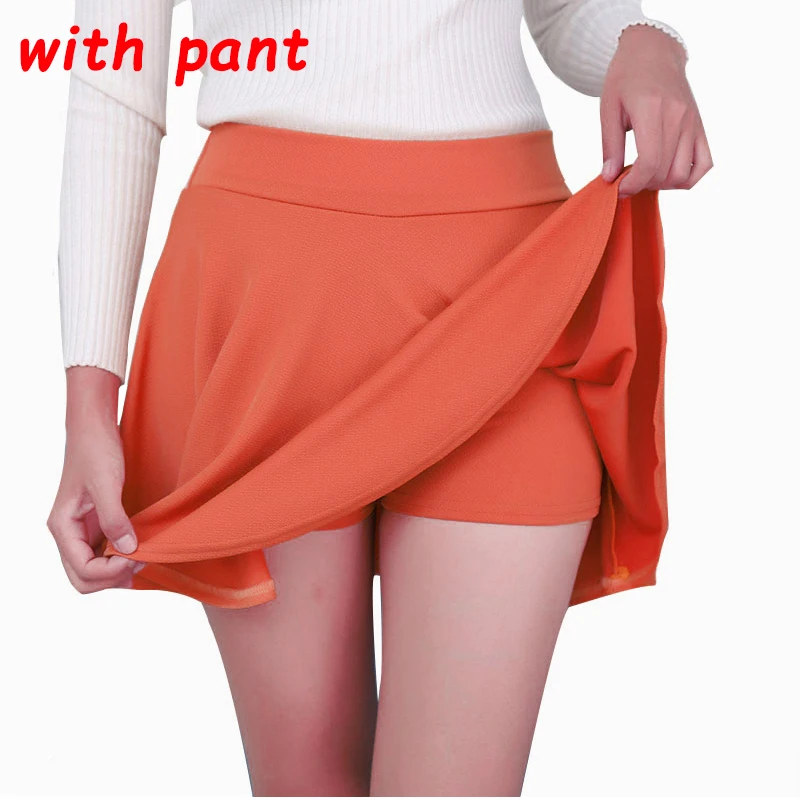 Orange have pant M-5XL, Женская юбка-пачка большого размера, школьная короткая юбка, брюки, лето, 10 цветов, мини юбки с высокой талией, Faldas Mujer, Прямая поставка - Цвет: Orange have pant