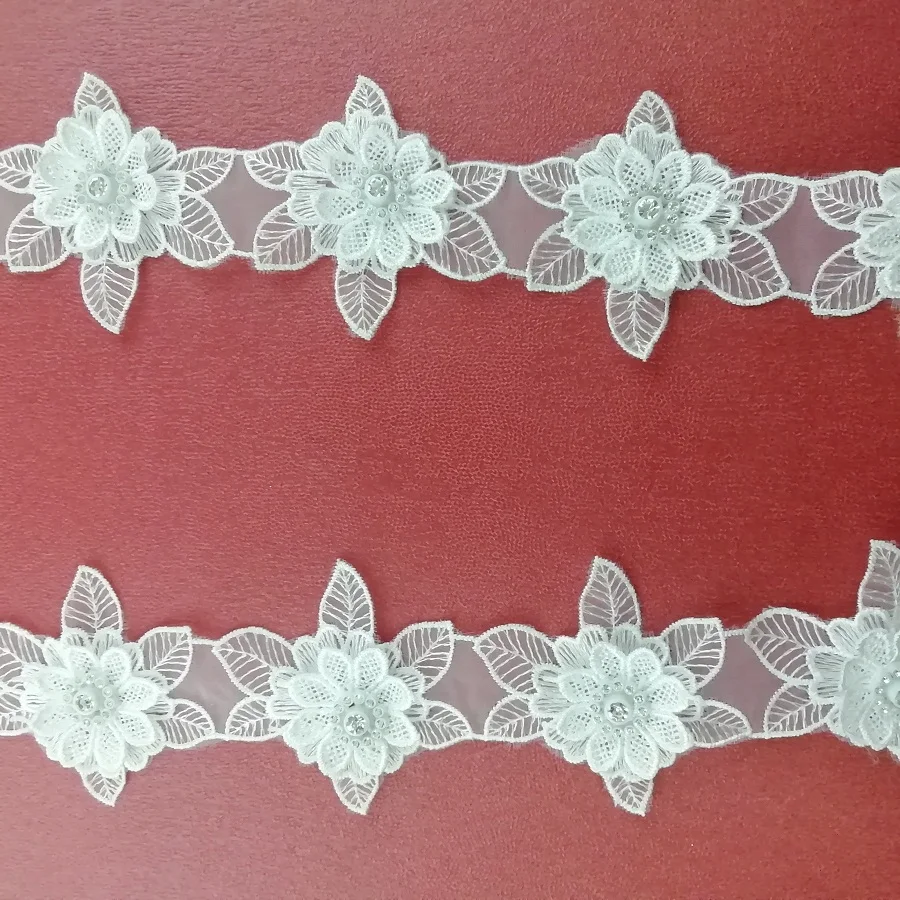 Растворимая 3D Алмазная Цветочная вышивка аппликация с кружевной отделкой