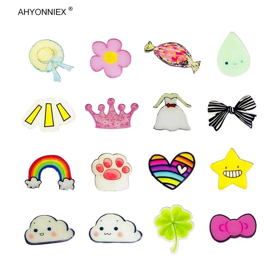 AHYONNIE 1 шт мультфильм радуга звезда лук брошь пластмассовые Значки на рюкзак булавка, бейдж, украшение значки на одежду