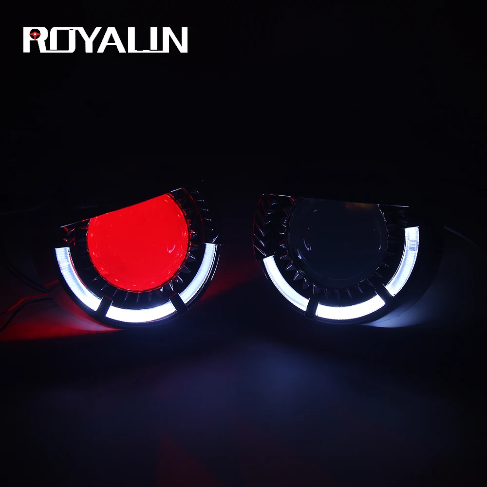 ROYALIN автомобильный 3,0 дюймов светодиодный H1 биксенон ангельские глазки фары проектор мотоциклетная ксеноновая лампа Модифицированная линза универсальная H4 H7 Лампа