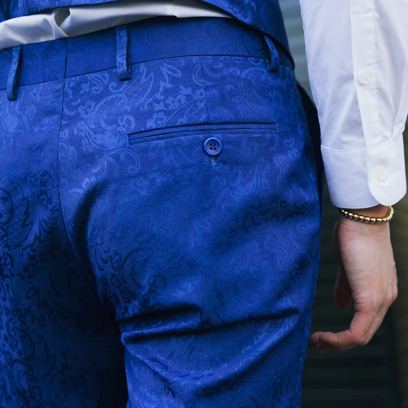 

Classic High-end Mens Blue Small jacquard Suit Pants size 29-40 Fashion Business Banquet Men Dress Trousers