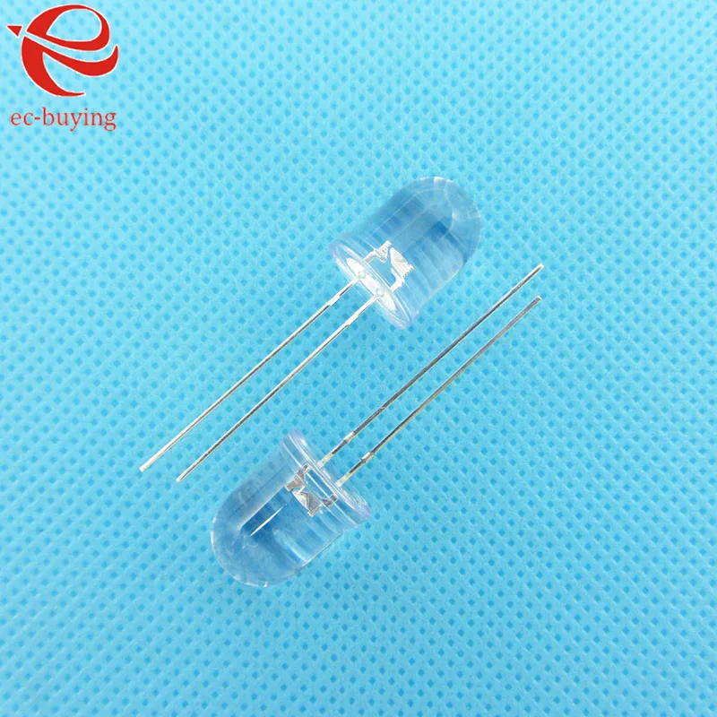 10 мм красный светодиод Круглый светоизлучающий диод прозрачная ультра-яркая