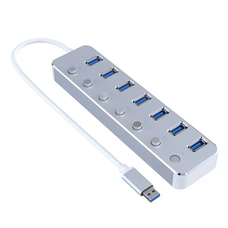 Алюминиевый 3,0 Суперскоростной концентратор 7 портов внешний Micro-USB hub-разветвитель портативный для Apple Macbook Air ноутбук ПК планшет концентратор