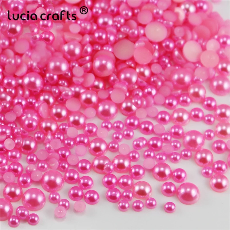 Lucia crafts, 3/4/5/6 мм разноцветный вариант из пластика ABS, имитация полукруглый плоский с оборота полукруглых искусственных жемчужин, 576 шт. F0417