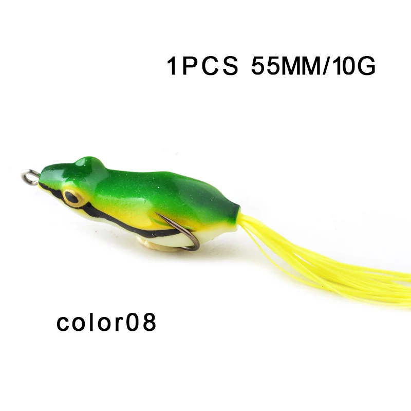 color08 TOMA 1 шт., лягушка против насекомых для рыбалки, приманка Snakehead 55 мм 60 мм, пластиковая искусственная Мягкая приманка, лягушка, приманка-топвотер, рыболовные снасти - Цвет: color08