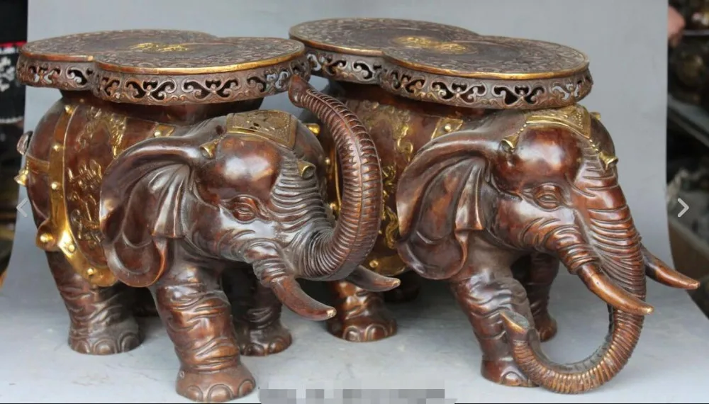18 &quotБронзовый позолоченный слон Heffalump дверь стул курильница