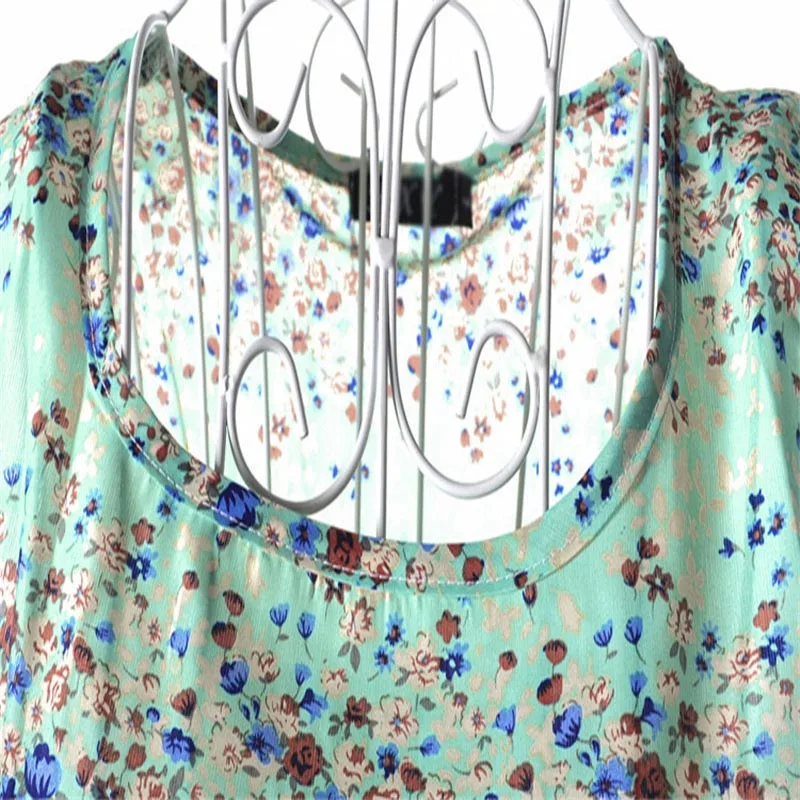 Европа и Америка горячие продажа плюс размер печати рукавов boho стиль dress шифон