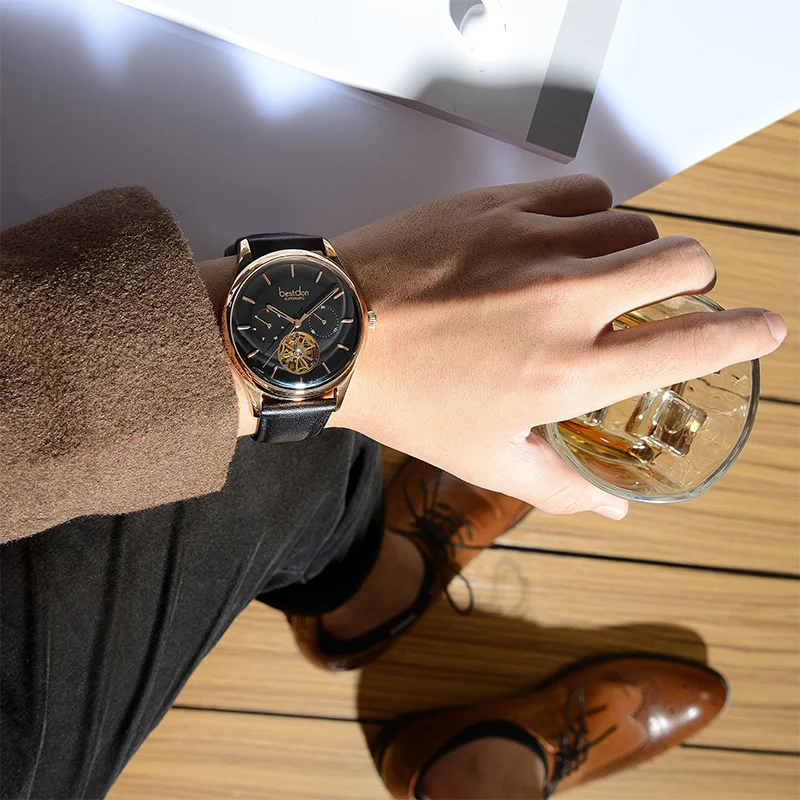 Bestdon Tourbillon Лидирующий бренд Мужские механические часы Автоматические спортивные