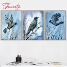 Алмазная 5D картина touoilp, квадратнаякруглая Алмазная вышивка, Готическая вышивка ведьма Ворона, лес, 3 шт., вышивка Стразы для декора