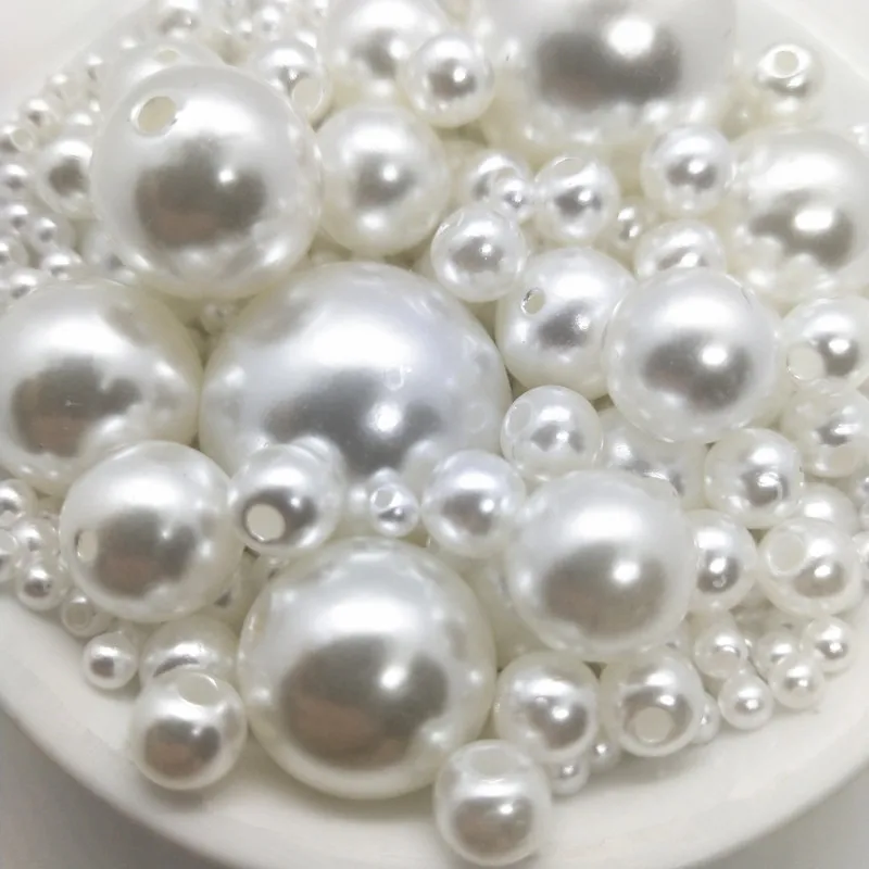 

Wholesale 3/4/6/8/10/12/14/16/18/20mm Straight Hole White Round Imitation Pearl ABS Beads Jewelry Findings DIY Charm Accessories