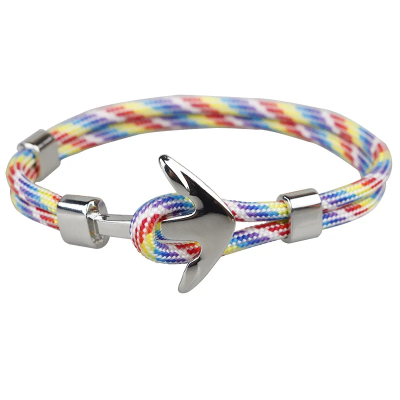 KBAP женский мужской серебряный браслет с Якорной веревкой Браслет-манжета