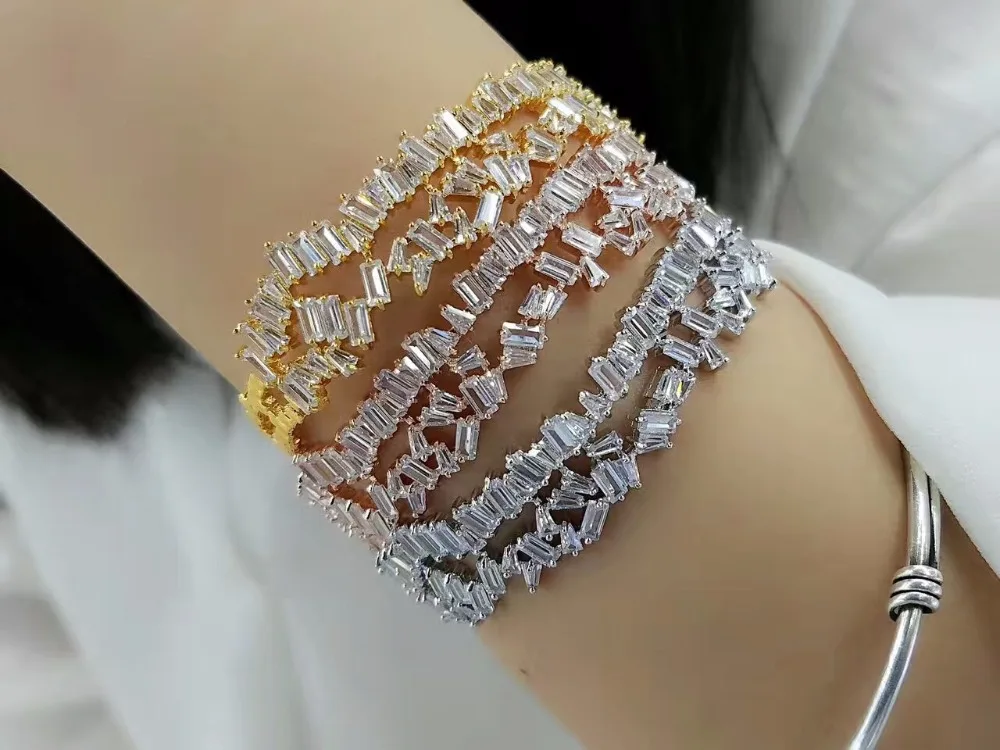 Большой новейший бренд Модный AAA кубический циркон 3 цвета многослойный багет