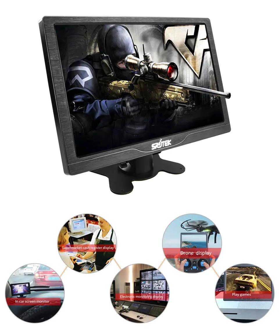 SRJTEK 10," HD lcd 1280*800 автомобильный компьютер ТВ дисплей сенсорный экран HDMI ЖК-мониторы драйвер плата HDMI VGA Видео Аудио