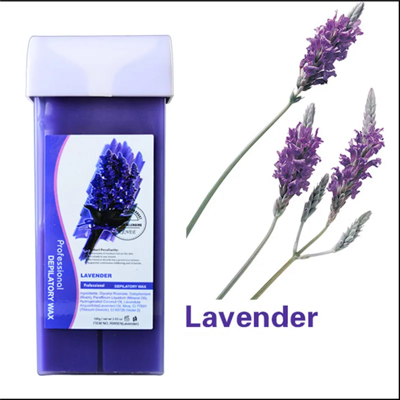 Lavender 100 г воски для депиляции, картридж для горячей депиляции, нагреватель воска для депиляции, удаление волос, 5 ароматов, подходит для всех типов кожи - Цвет: Lavender