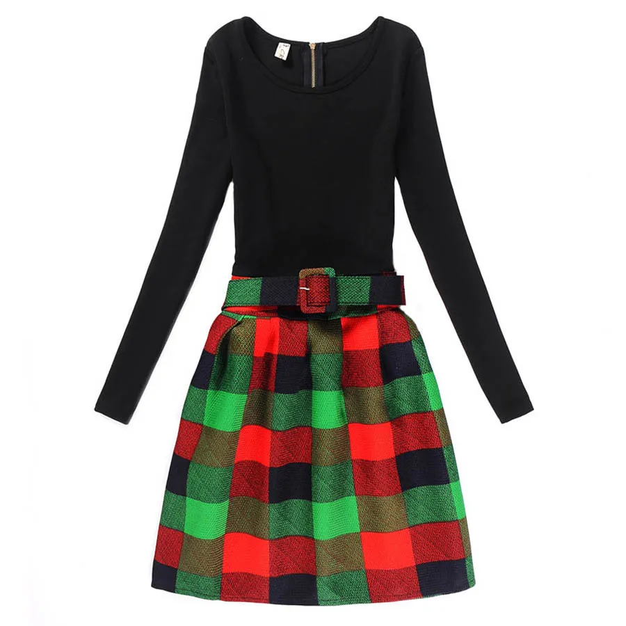 Винтажное семейное платье для матери и дочери Осеннее клетчатое с цветочным