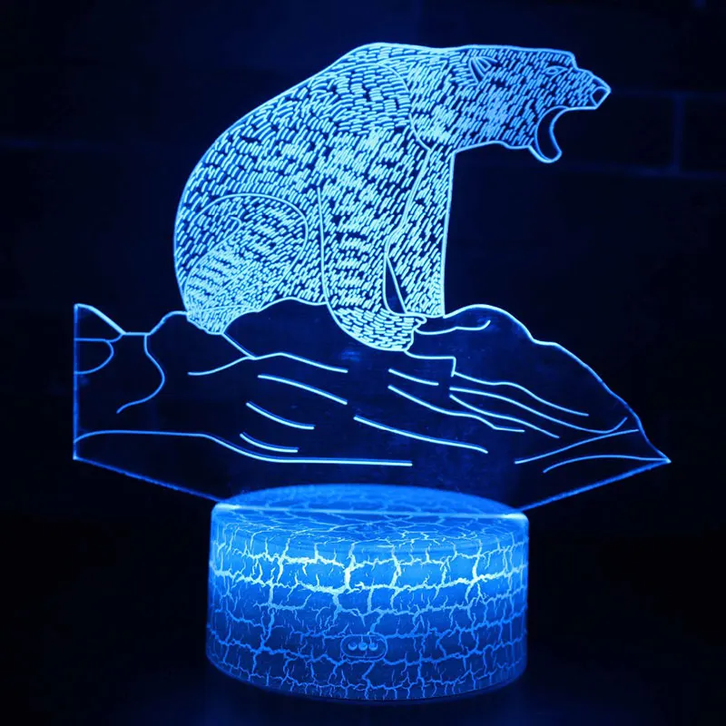 Polar bear theme 3D Lamp LED night light 7 Color Change Touch Mood Christmas present Dropshippping | Лампы и освещение