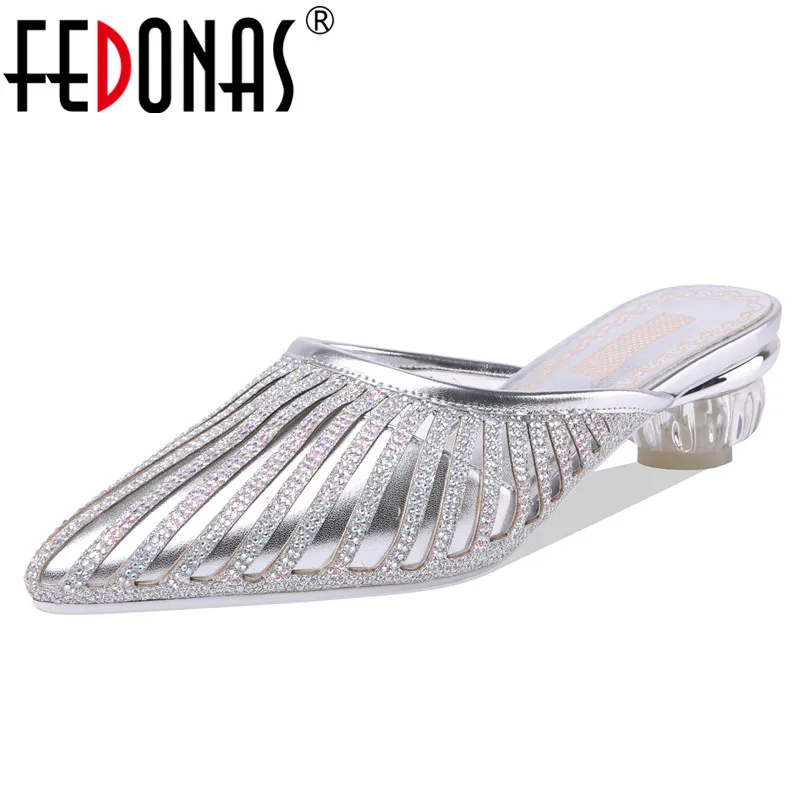 Женские туфли лодочки FEDONAS черные на каблуке из натуральной кожи с закругленным