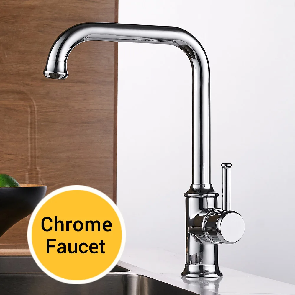 Chrome Кухонные смесители черного цвета, латунный кран, кухонные смесители, смеситель для горячей и холодной воды, кран с одним отверстием, Смеситель torneira WF-18059 - Цвет: Chrome