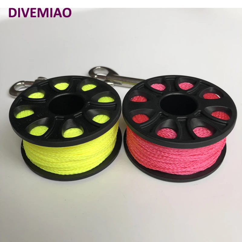 Новое поступление, DIVEMIAO, подводное снаряжение, катушка для дайвинга, катушка 30 м, веревки с SS, двухсторонняя оснастка, флуоресцентный желтый цвет