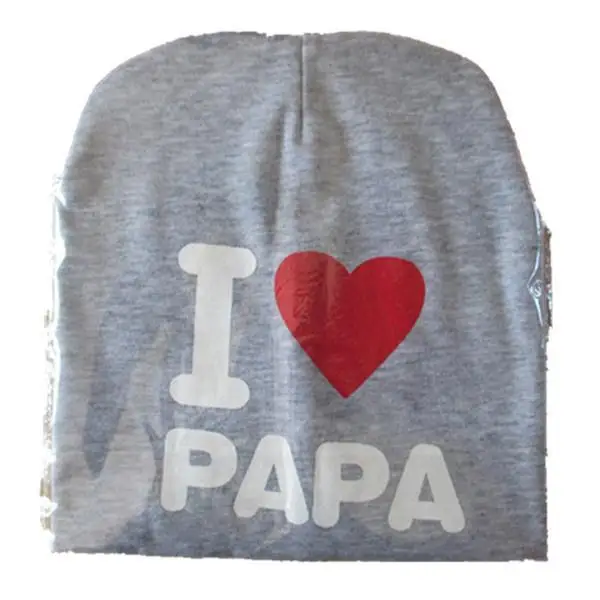 Темно-серый Детская шапка с надписью «I love Mom And Dad»; хлопковые детские шапки для малышей; шапочки для маленьких мальчиков и девочек - Цвет: Темно-серый