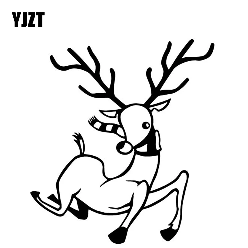 

YJZT 14,7 см * 16,4 см счастливый олень мультфильм украшения автомобиля стикер кузова автомобиля виниловая наклейка черный/серебристый C4-1928