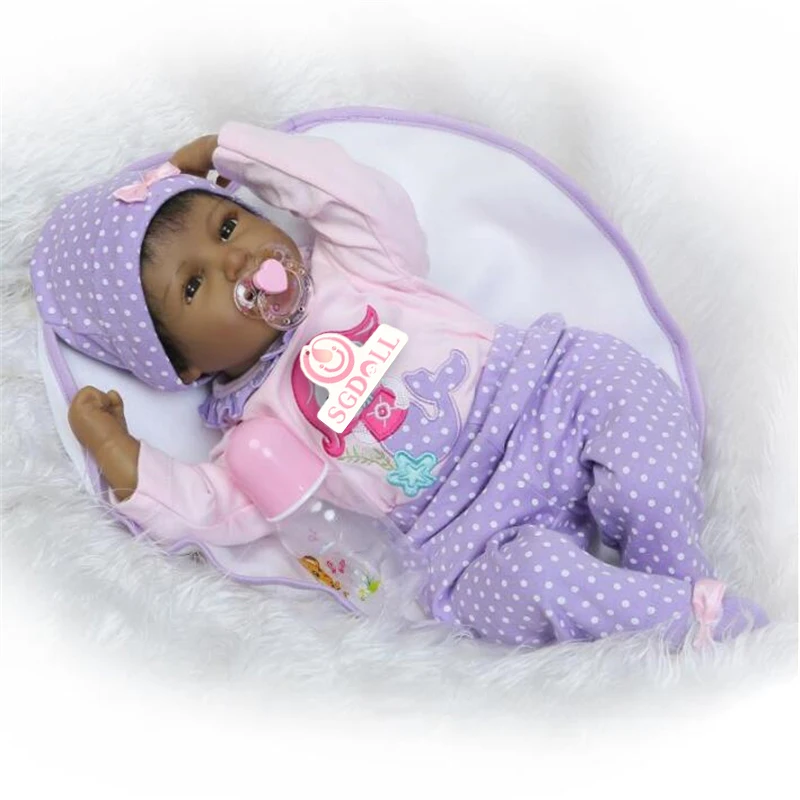 55 см/22 &quotReborn Baby Doll черный афроамериканец Силиконовые Винил Реалистичная