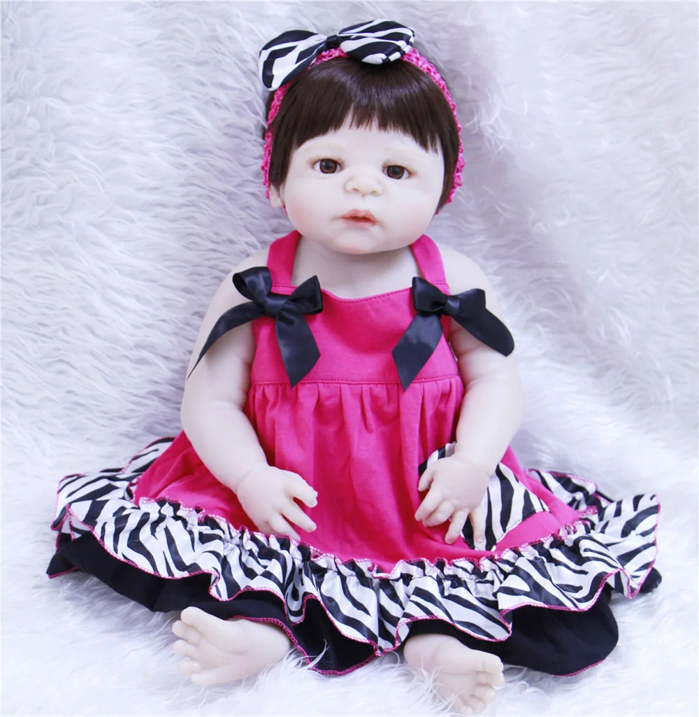 57cm 23inch Reborn FULL Silicone Baby Doll Toy Vinyl realistic white skin cute princess Birthday Xmas Gift Play House Bonecas | Игрушки и