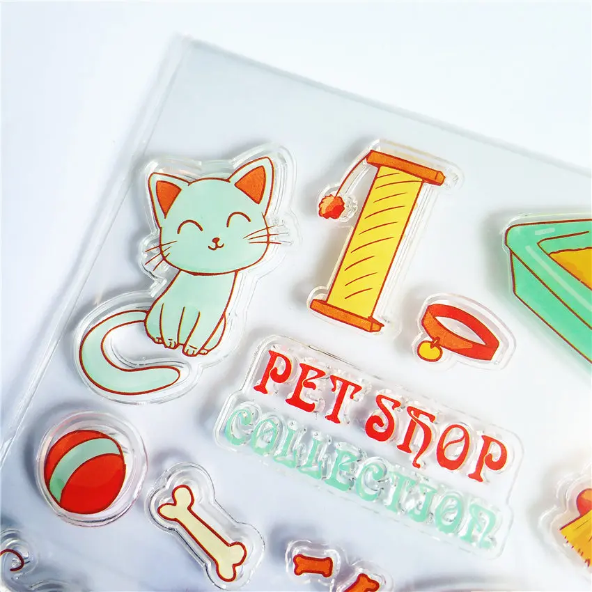 Colorful Pet cats and dogs Transparent Clear Stamps / Silicone Seals Roller Stamp for DIY scrapbooking photo album/Card Making | Дом и сад