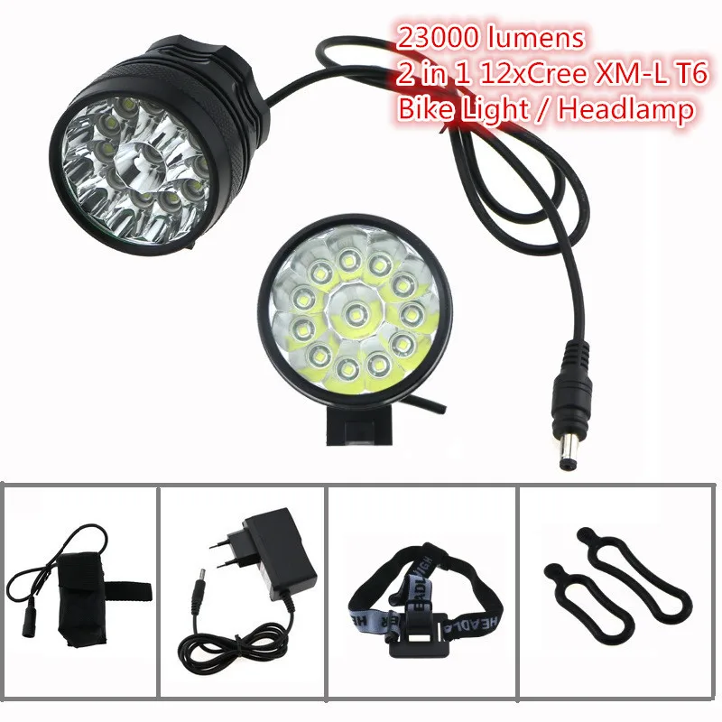 12T6 22000 люмен велосипед фонарик фар 12xcree XML T6 LED шлем Велосипедный Спорт Велоспорт фара+ 18650 Батарея pack+ Зарядное устройство