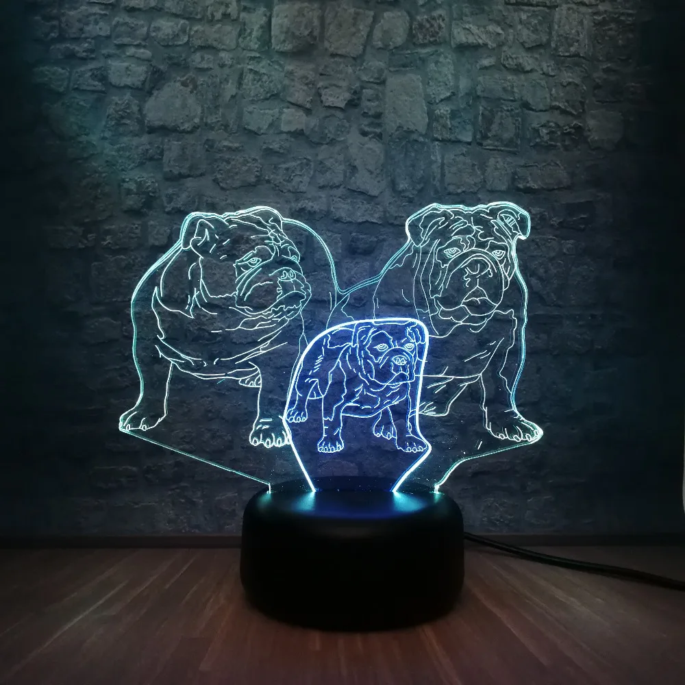 Смешанные цвета 3D светодиодный светильник животное собака RGB Освещение настольный ночник Иллюзия атмосферу спальня Dceor Luminaria рождественские подарки