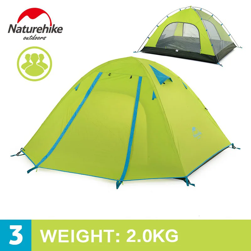 NatureHike 3-4 человек кемпинг палатка двухслойный алюминиевый стержень 3 сезона Открытый Туризм Путешествия играть непромокаемый тент - Цвет: P3 Green