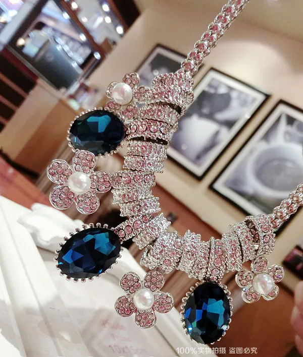 2015 fashion luxury Pearl crystal South Korea jewelry short necklace ladies gift free shipping | Украшения и аксессуары