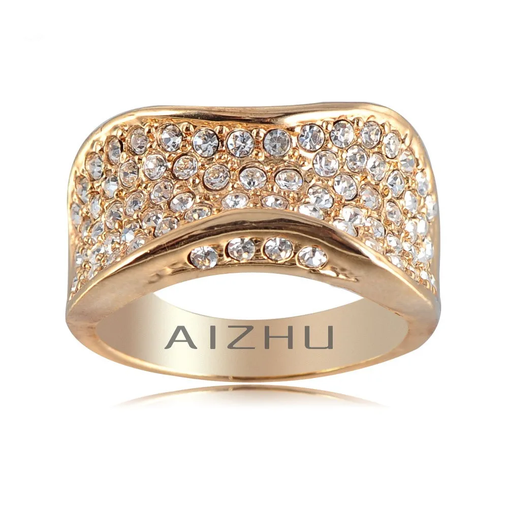 Luxury High Quality Full Czech Rhinestone Inlay Jewelry 18K Gold Plated Rageared Wedding Men Ring Design Size 5.5-10 | Украшения и