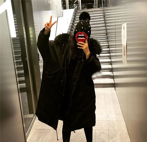 2016 Новая Мода в Корейском стиле Женские Серо-зеленого цвета с капюшоном и мехом