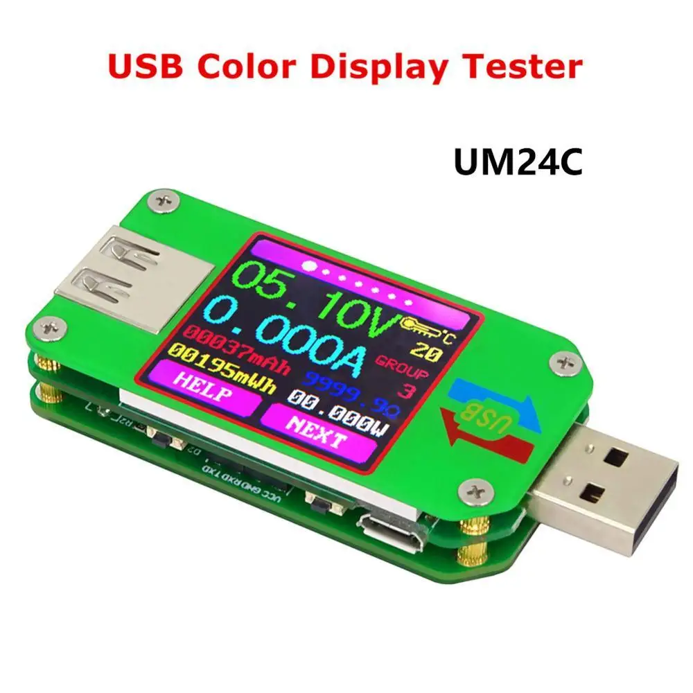 UM24C UM24 UM24C для приложения USB 2,0 ЖК-дисплей Вольтметр Амперметр батарея зарядное напряжение измеритель тока мультиметр кабель измерительный тестер - Цвет: UM24C