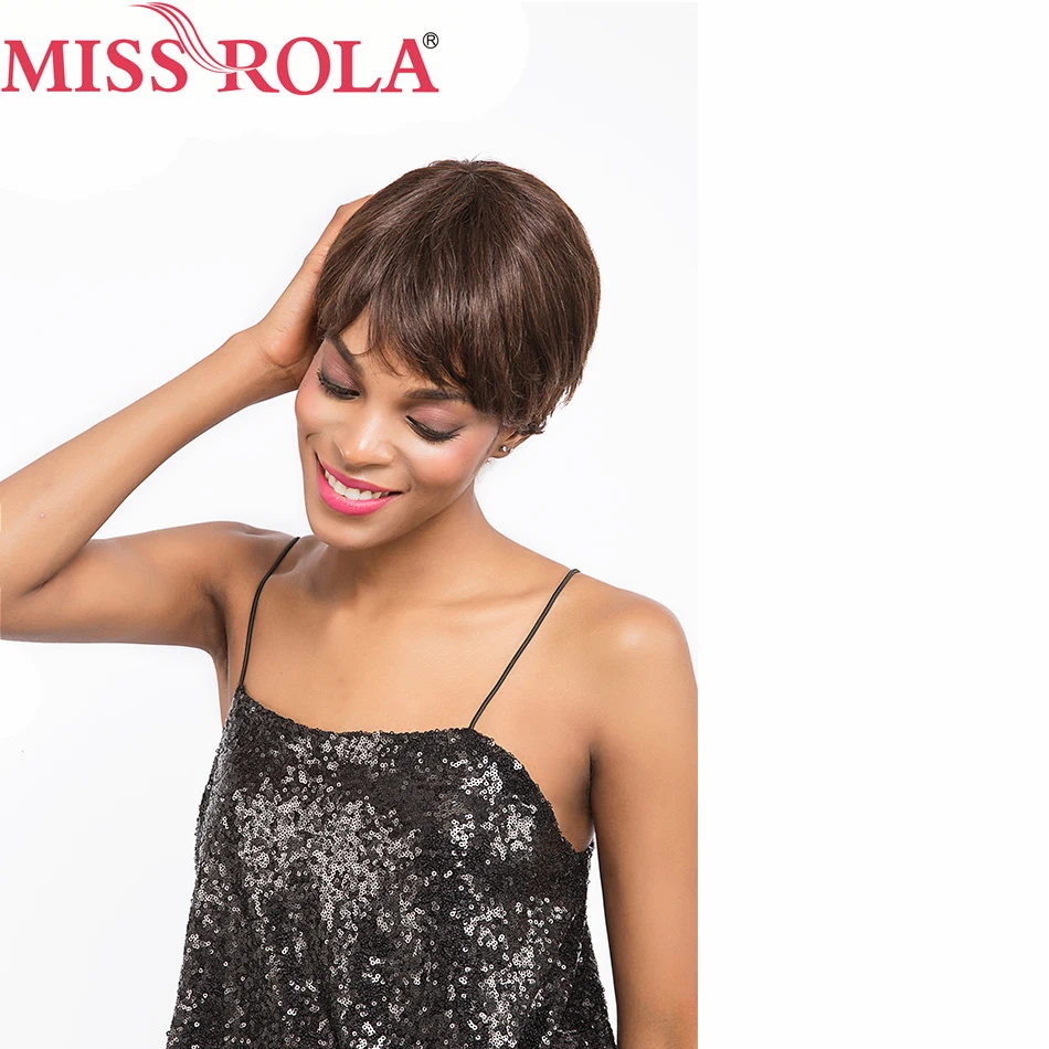 

Miss Rola Hair Brazilian Human Hair Straight #2 Color Short Human Hair Whole Machine Wigs Free Shipping Non Remy